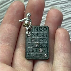 Bingo Card Pendant with Cherub